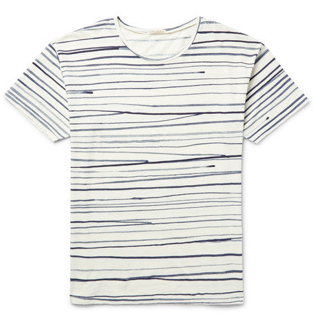 rain striped slub cotton jersey t shirt