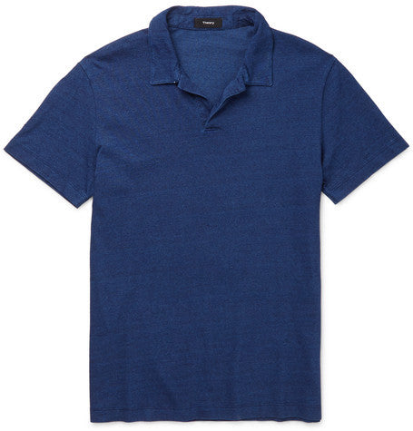 willem slim fit open collar cotton jersey polo shirt