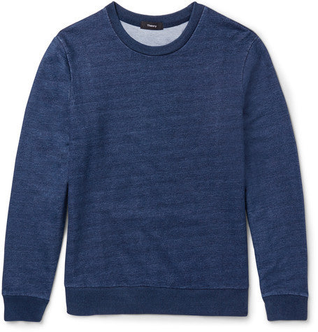 danen slim fit indigo dyed cotton jersey sweatshirt