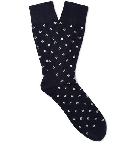diamond patterned cotton blend socks