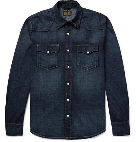 washed denim western shirt