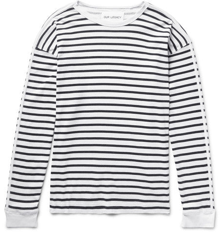 striped washed cotton jersey t shirt