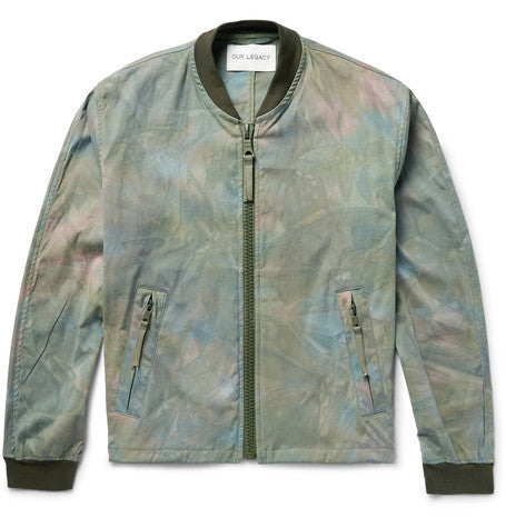 tie dyed stretch cotton bomber jacket