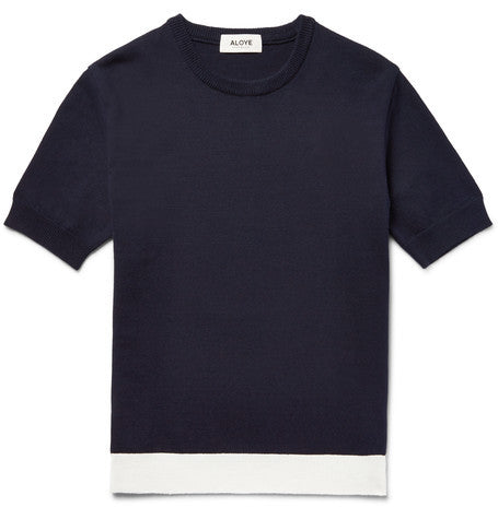 contrast trimmed knitted cotton sweater