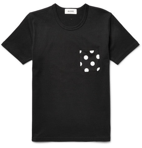 polka dot panelled cotton jersey t shirt