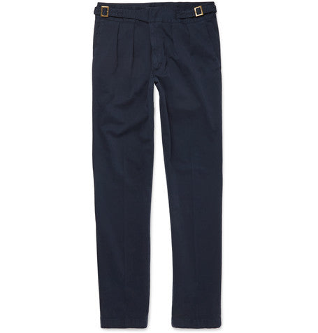 washed stretch cotton twill trousers