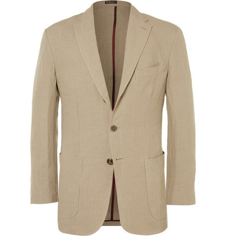 sand slim fit linen blazer