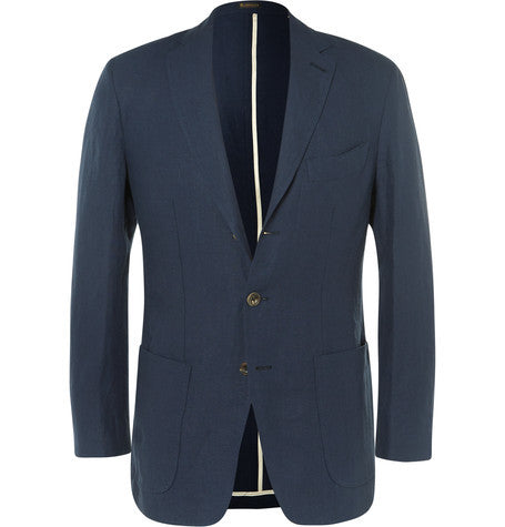 navy slim fit linen blazer