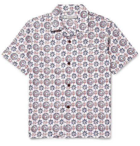 printed camp collar organic cotton and hemp blend shirt