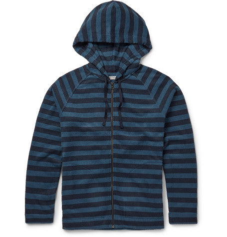 lowtide striped cotton blend terry hoodie