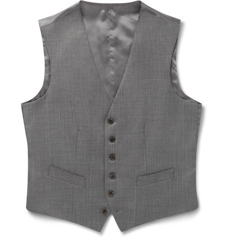 grey sharkskin wool waistcoat