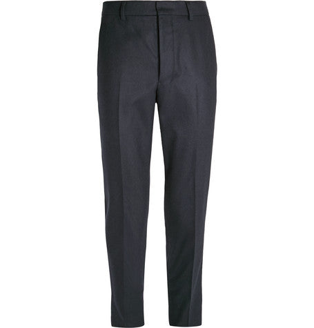 tapered wool blend trousers