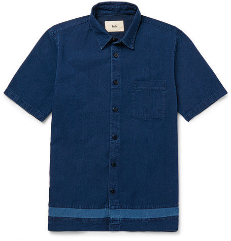 indigo dyed cotton shirt