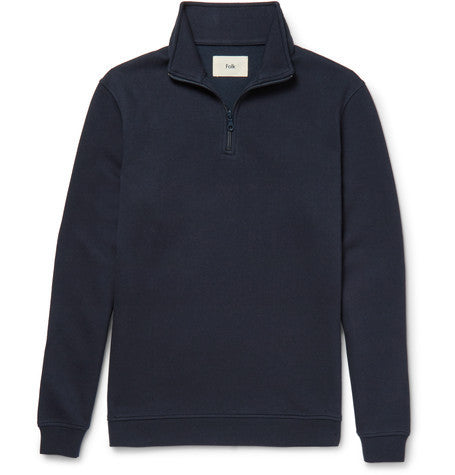 elbow patch pique half zip sweatshirt