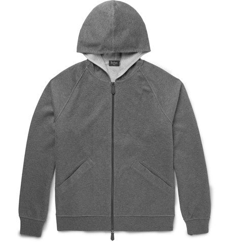 double faced cotton blend jersey hoodie