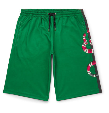 printed cotton blend tech jersey shorts