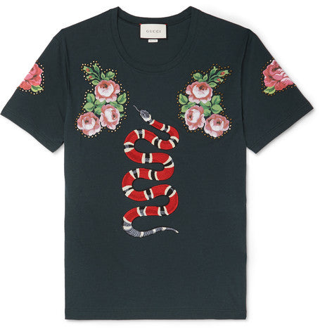 slim fit appliqued cotton jersey t shirt