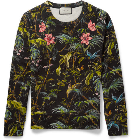 tropical print loopback cotton jersey sweatshirt