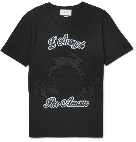 slim fit embroidered printed cotton t shirt