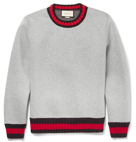 stripe trimmed cotton sweatshirt