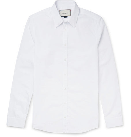 white slim fit cotton poplin shirt