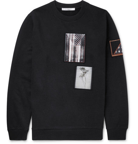 cuban fit appliqued cotton jersey sweatshirt