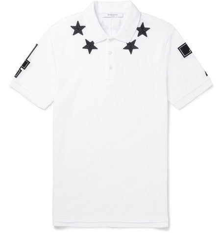 appliqued cotton pique polo shirt