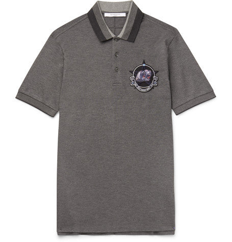 slim fit embroidered cotton pique polo shirt