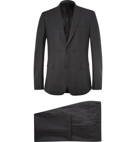 charcoal slim fit checked stretch wool suit