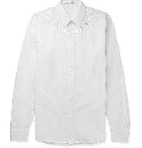 slim fit embroidered cotton shirt