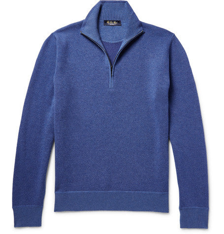 roadster striped cashmere half zip sweater