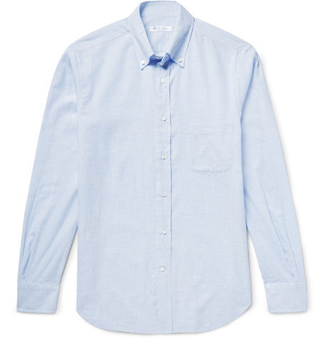 alfred button down collar checked brushed cotton shirt