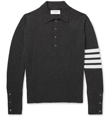 striped cashmere polo shirt