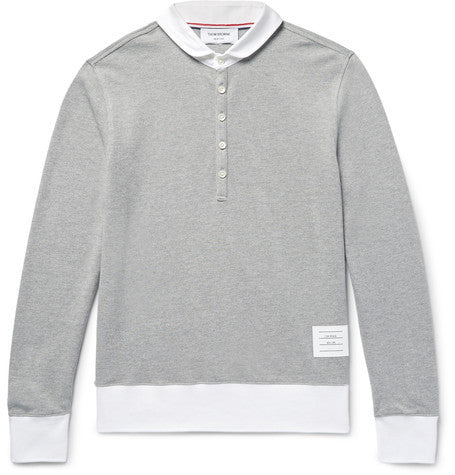 contrast trimmed penny collar cotton pique polo shirt