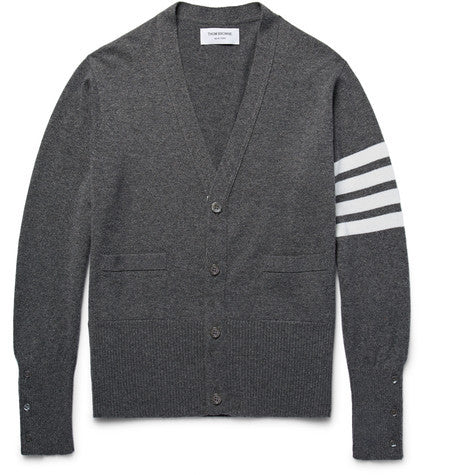 slim fit striped cashmere cardigan