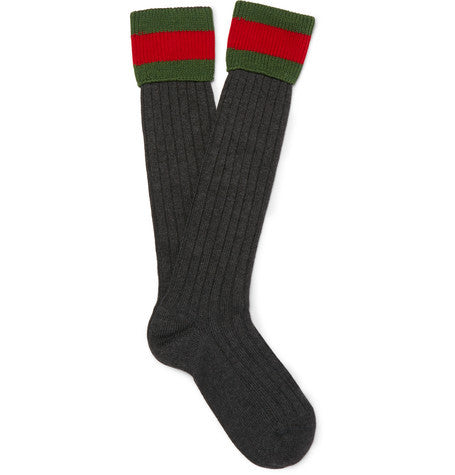 striped stretch wool blend socks