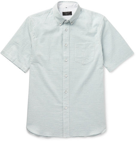 button down collar striped cotton shirt