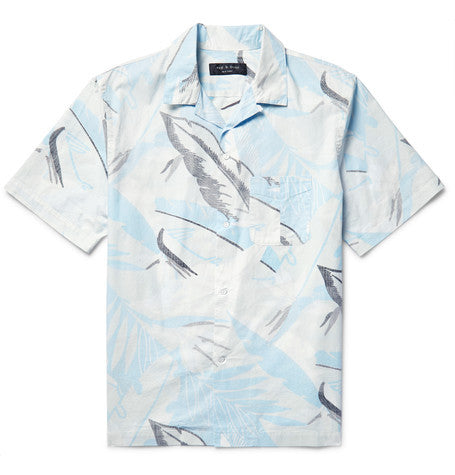 kingston camp collar printed cotton shirt