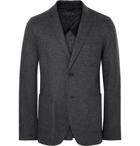 charcoal woodall slim fit unstructured wool blend blazer