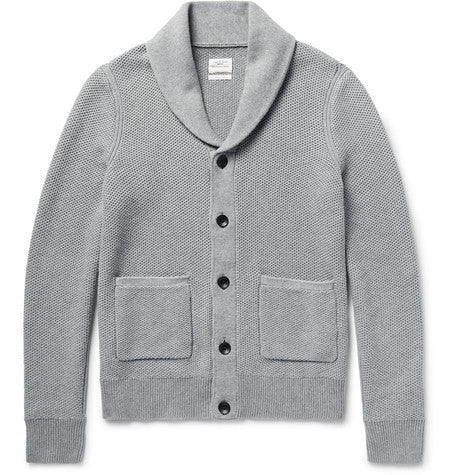 avery shawl collar textured knit cotton cardigan