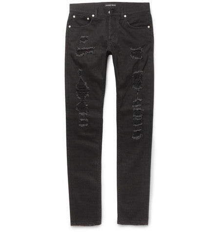 skinny fit distressed washed stretch denim jeans