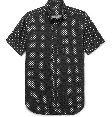 button down collar printed cotton poplin shirt
