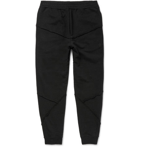 tapered panelled loopback cotton jersey sweatpants