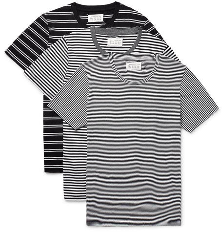 three pack slim fit striped cotton jersey t shirts
