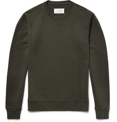 leather elbow patch loopback cotton jersey sweatshirt