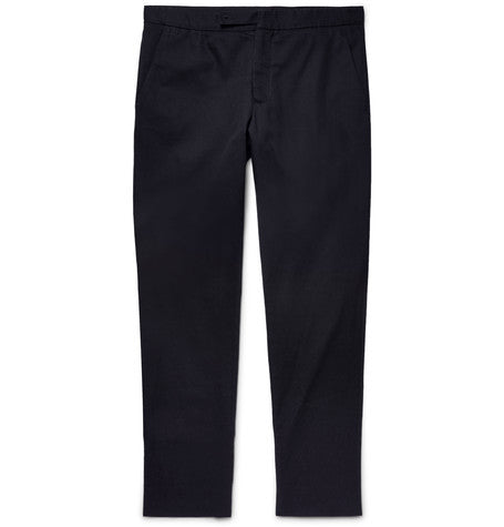 slim fit cotton and linen blend twill chinos