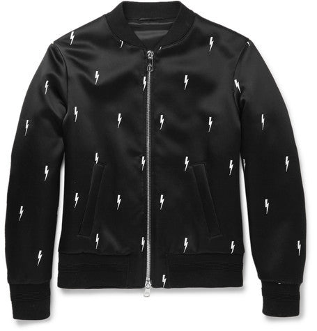 embroidered shell bomber jacket