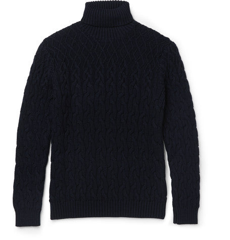 cable knit wool rollneck sweater