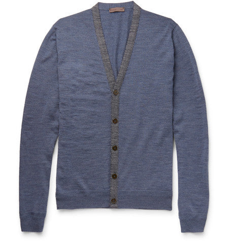 contrast trimmed wool cardigan