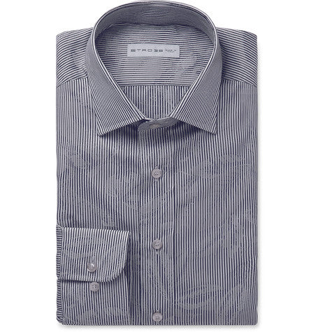 blue floral jacquard cotton shirt